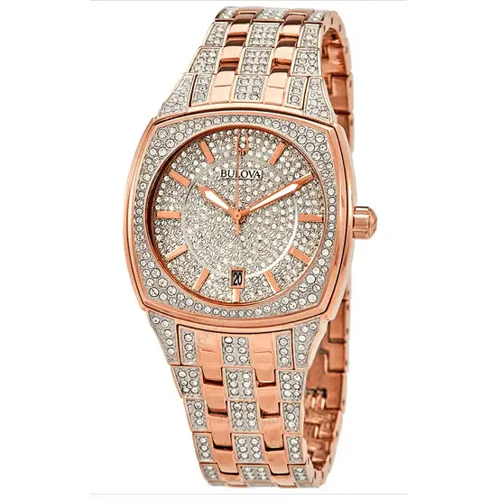 BULOVA-esfera de pavƩ de cristal 98B324 - MWHITE.COM.CO