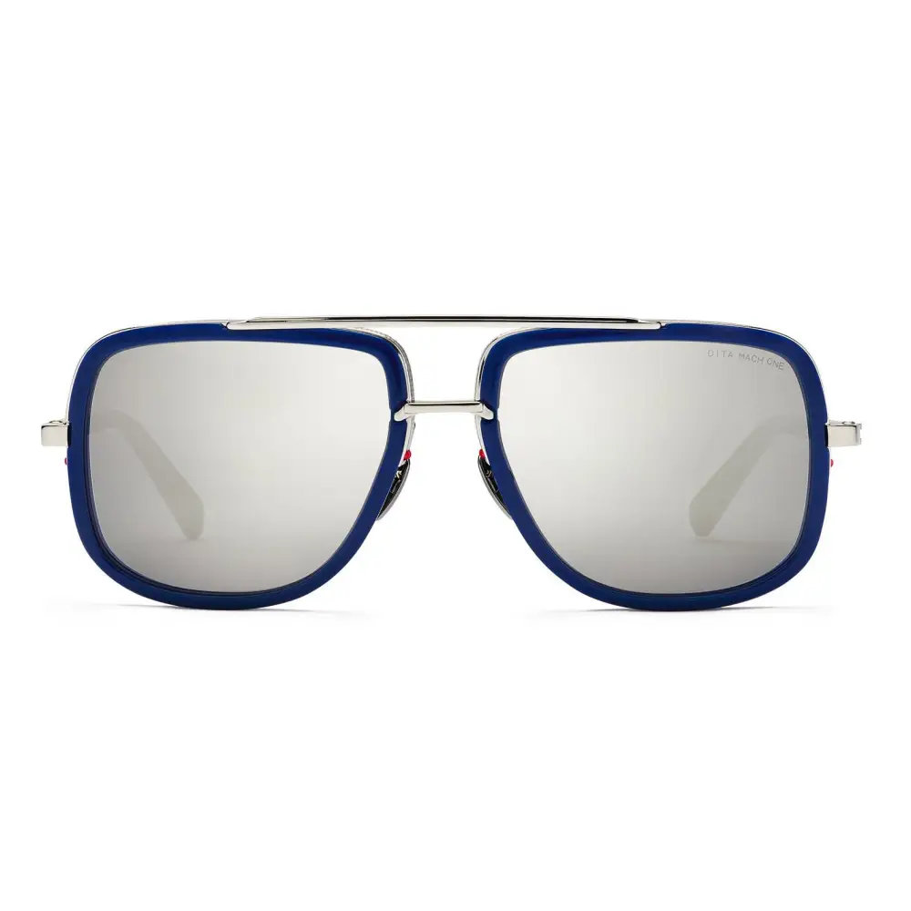 GAFAS Dita Mach-One Edición Limitada con armazón azul y lentes plateados espejados