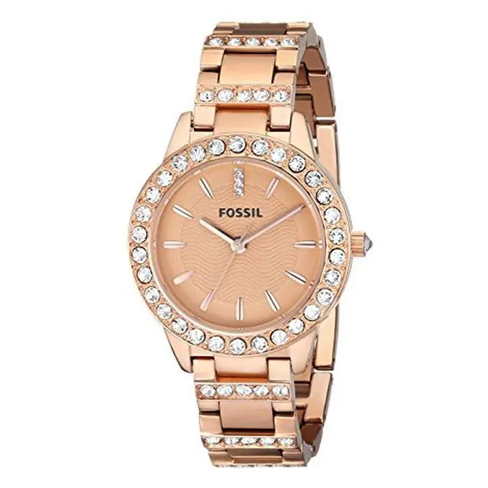 Reloj Jesse Rosa de Acero Inoxidable con Cristales Tono Oro Rosa MWHITE.COM.CO