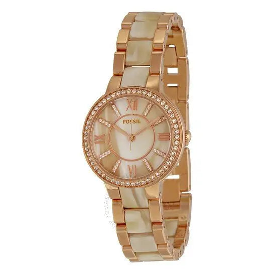 Reloj de acero inoxidable en tono dorado rosa con cristales RELOJES MWHITE.COM.CO