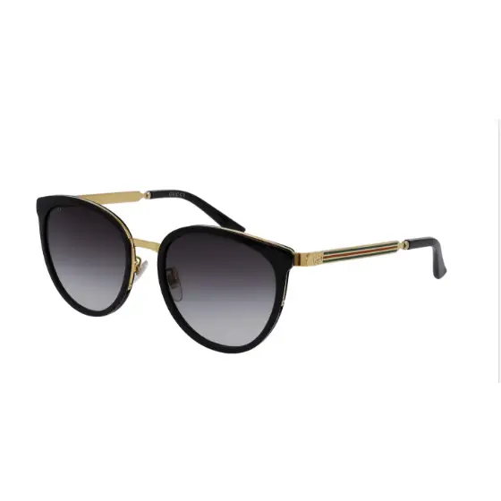 Gafas de sol Gucci GG0077SK en negro y dorado Proteccion UV 100 MWHITE.COM.CO
