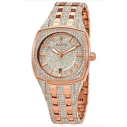 BULOVA-esfera de pavé de cristal 98B324 - MWHITE.COM.CO