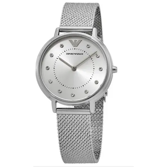 EMPORIO ARMANI Esfera plateada y cristalAR11128 - MWHITE.COM.CO